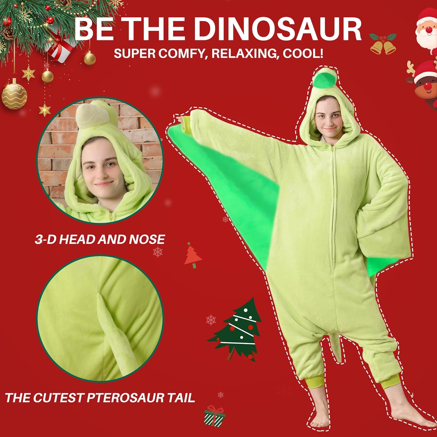 Unisex Adult Glow in The Dark Onesie Pajamas Halloween Cosplay Costumes, Plush One Piece for Women and Men - Image 4