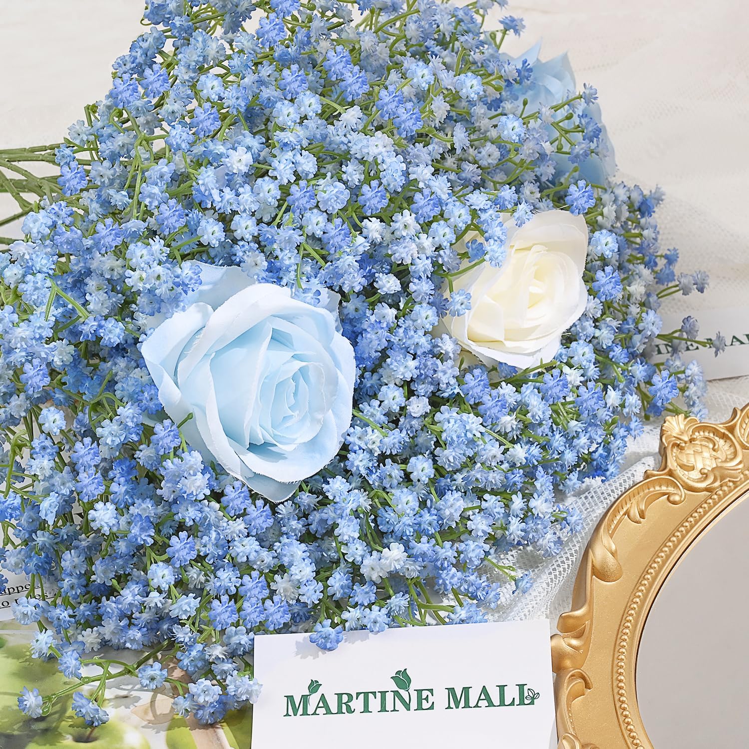 MARTINE MALL Babys Breath Artificial Flowers, 10 PCS Blue Baby Breath Flowers Artificial Bulk, Fake Babys Breath Gypsophila Real Touch Faux Babys Breath for Wedding Floral Arrangement Home Decor - Image 2