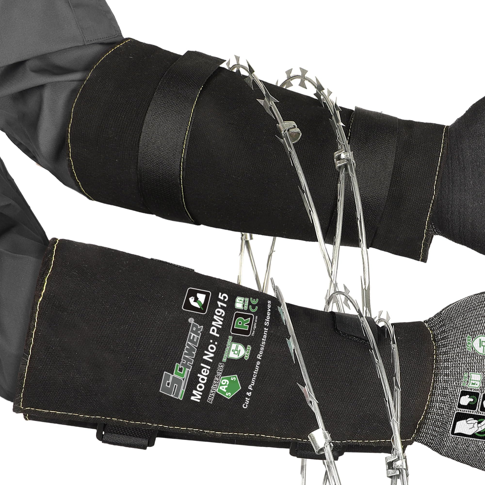 Schwer ANSI A9 Couper & Niveau 5 Manchons de bras résistants à la perforation, PM915 Protège-bras à haut risque pour morsurer, jardinage, épines, manchons de travail tactiques pour l'application de la