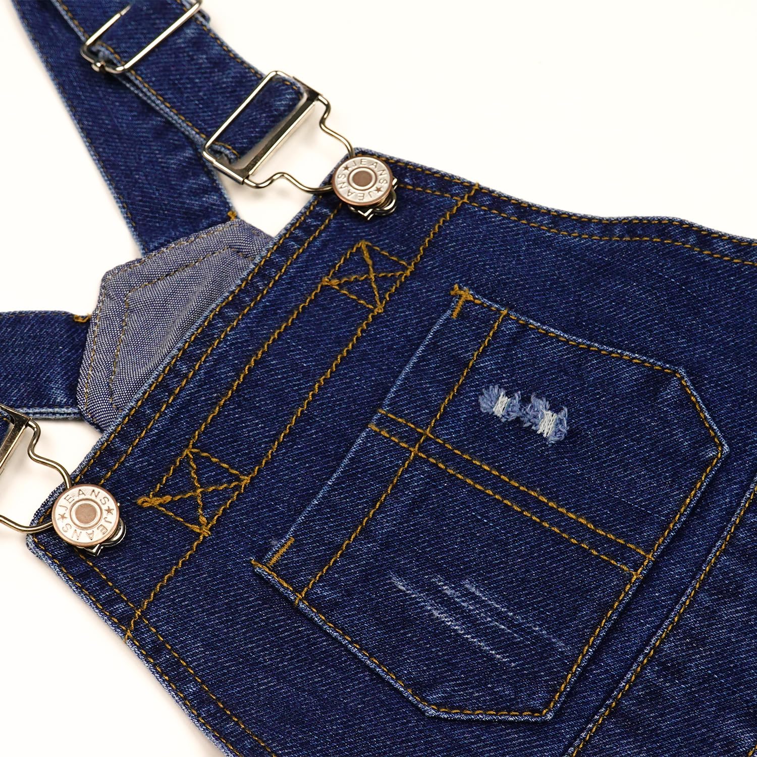 KIDSCOOL SPACE Jeans slim fit per neonati, salopette di jeans strappate con taschino grande