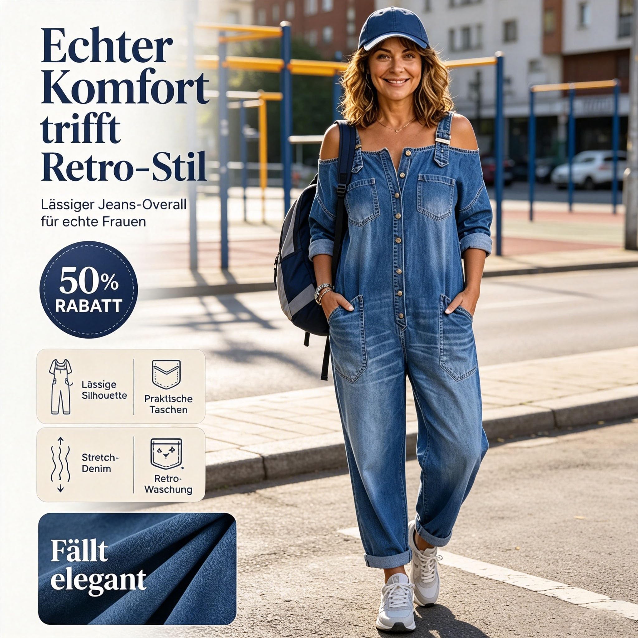 Jeans Overall Damen, Jeans Latzhose Damen, Weit Geschnittener Overall Mit Weitem Bein Und Taschen, Stylische Jumpsuits Damen – Lässig, Bequem & Alltagstauglic