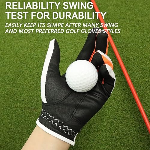 Miniatura 3 de Finger Ten 2017 - Guantes de golf Dura Feel Junior para niños, jóvenes, niños y niñas pequeños en blanco, azul, rojo, amarillo, para mano izquierda