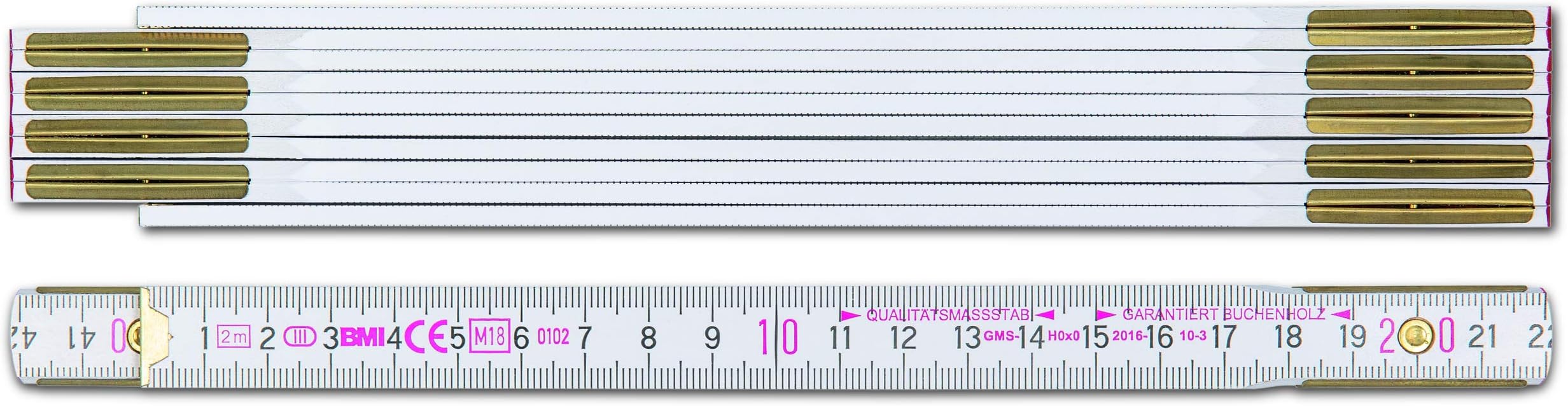 BMI 980904200 Wooden-Folding Rule, White, 2 m