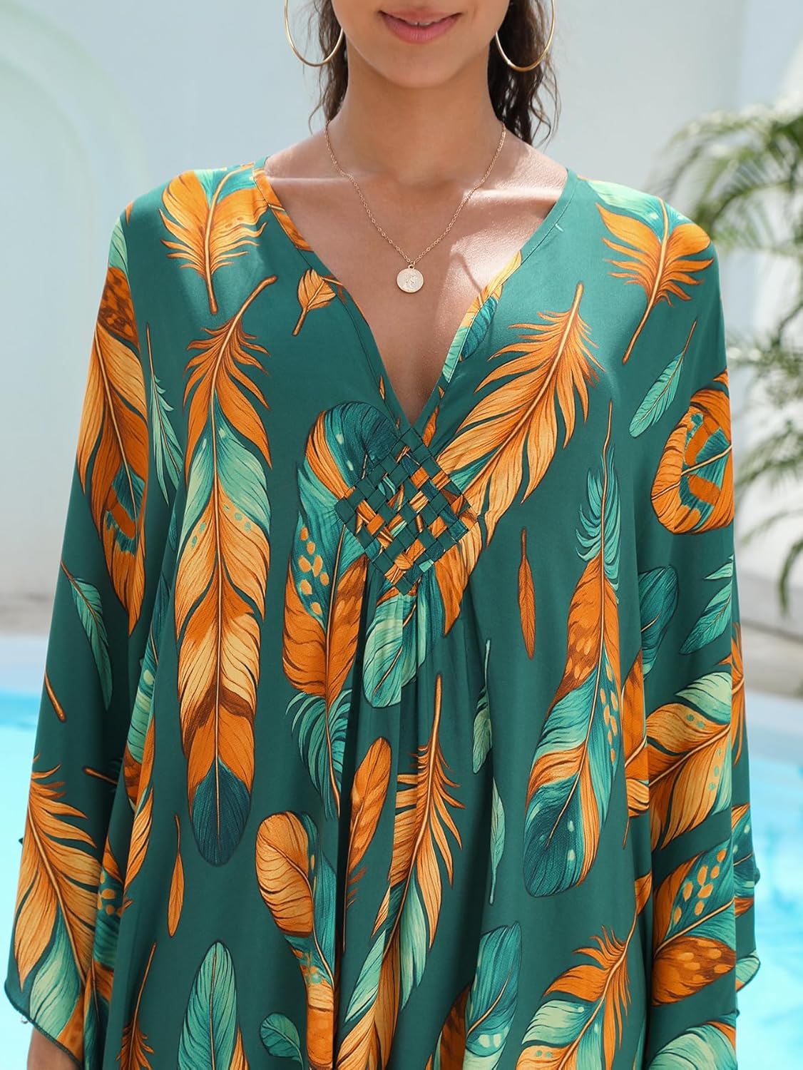 Women's Plus Size Kaftan Dress – Plus Size Maxi Dress Moo Moos Beach Cover Up,Bathing Suit Cover-Up Loungewear - Image 8