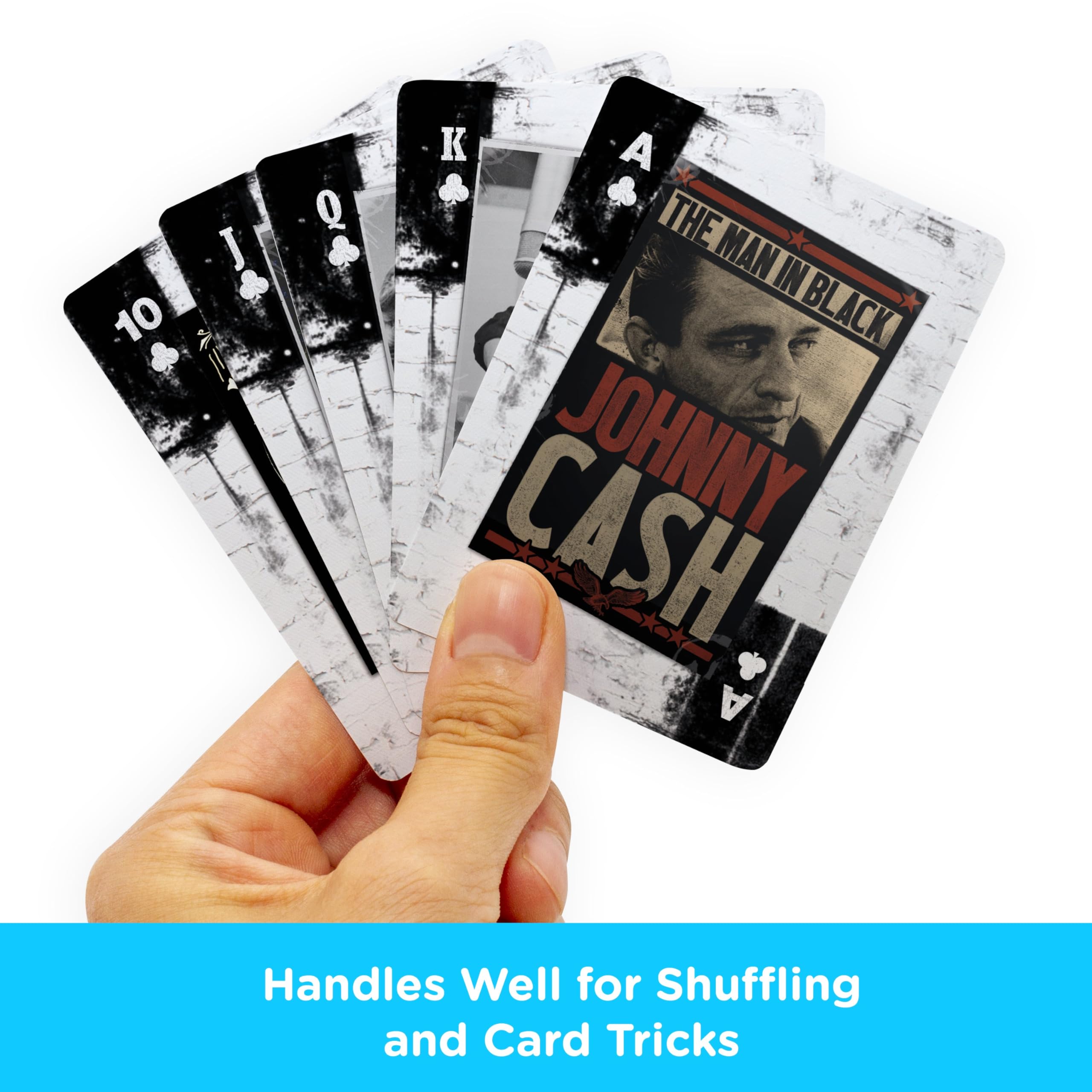AQUARIUS Johnny Cash Playing Cards - Poker Size Deck of Cards do ulubionych gier karcianych - Oficjalnie licencjonowane towary Johnny Cash i przedmioty kolekcjonerskie