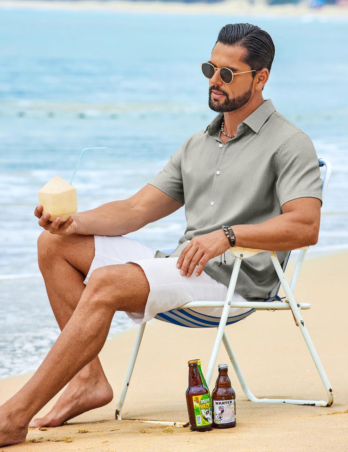 COOFANDY Men’s Button Down Shirt Short Sleeve Lightweight Casual Summer Beach Shirt Textured Linen Shirts - Image 4