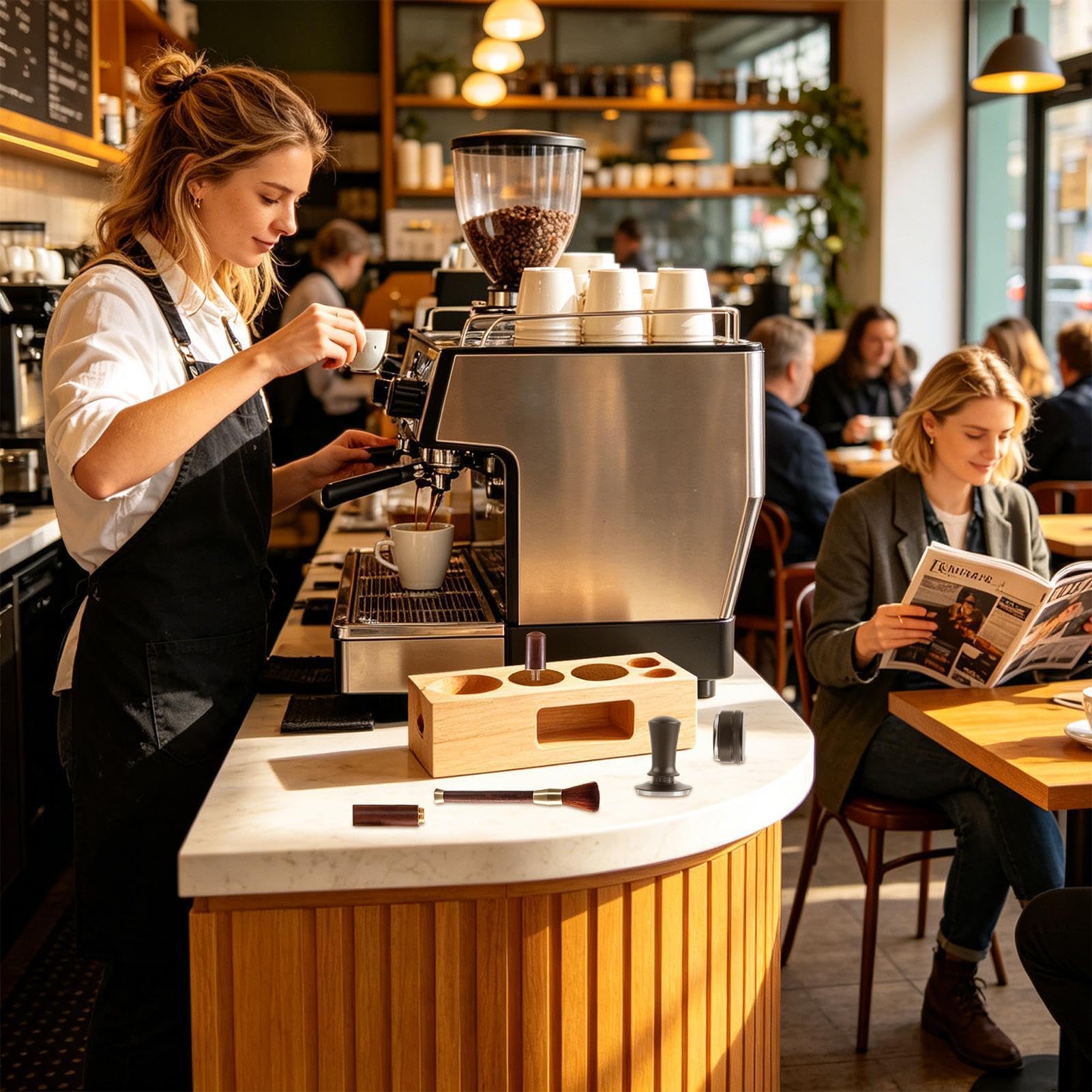 Juego De Apisonado De Café Piezas Herramienta Universal Ergonómica y | Accesorios para estación de prensado de café para hogar estudio barra mostrador tienda oficina y cafetería