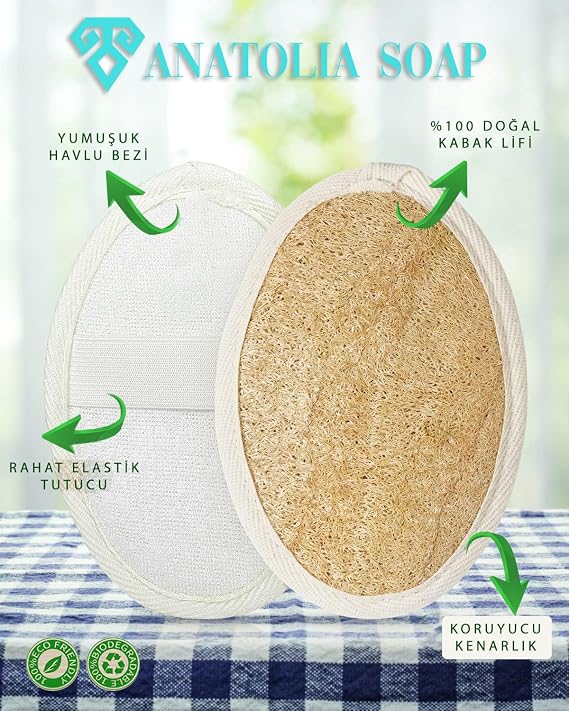 Anatolia Soap 1978 Facial body Pumpkin fiber Natural Fibers Exfoliating Cleansing Purifying. 1 piece.