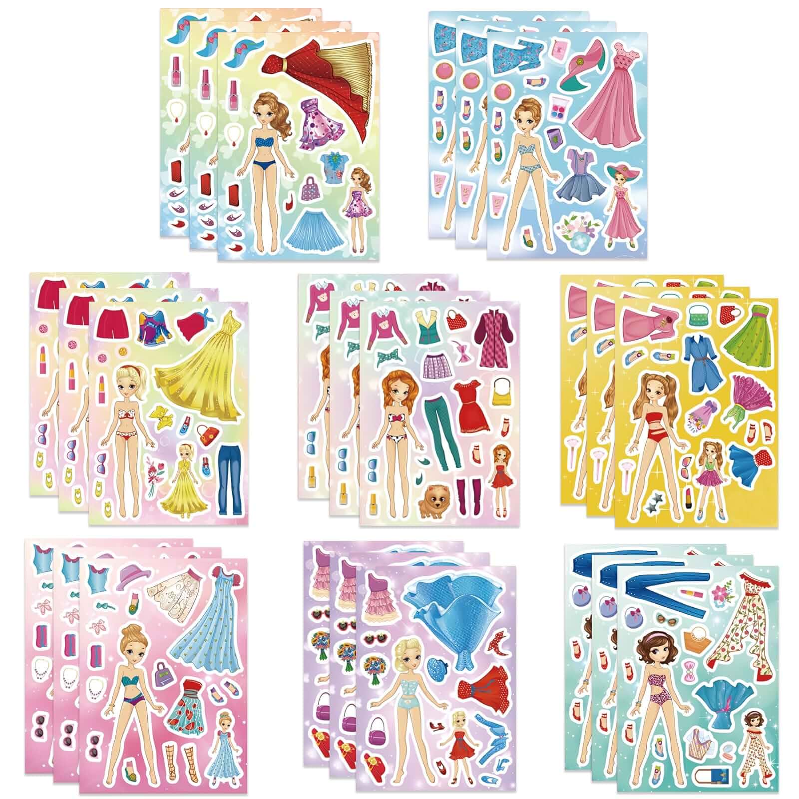 24 Sheets Fashion Dress Up Stickers for Scrapbooking Journaling, Waterproof Vinyl Aesthetic Character Outfit Decals for Planners, Laptops, DIY Craft Supplies, Make Your Own Girl Stickers