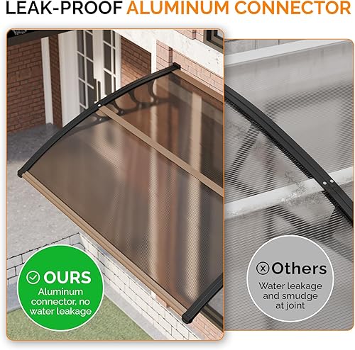 Vista 85 de VINGLI - Toldo para puerta y ventana para exteriores, 30 x 40 pulgadas, cubierta de policarbonato para puerta de patio, para protección del sol