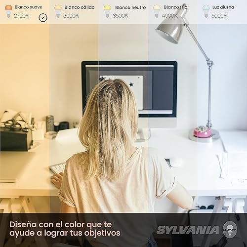 Miniatura 6 de Sylvania ECO - Bombilla LED A19, equivalente a 100 W, eficiente 14.5 W, 7 años, 1450 lúmenes, no regulable, esmerilada, 2700 K, blanco suave