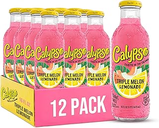 Lemonade, Triple Melon Lemonade, Made with Real Fruit, 16 Fl Oz Glass Bottles (Pack of 12)