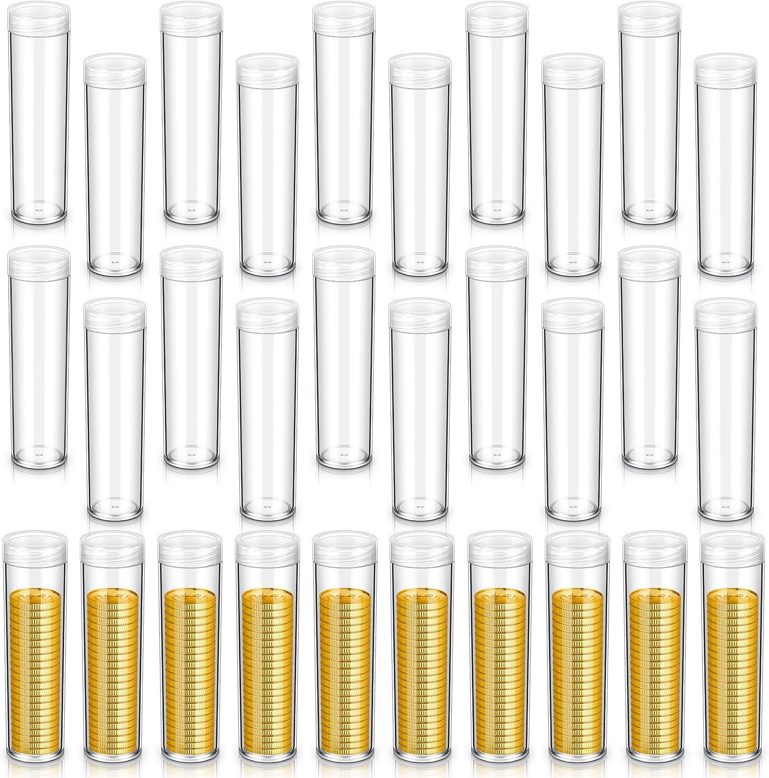 Tanlade 30 Pcs Coin Storage Tubes Coin Capsules Penny Coin