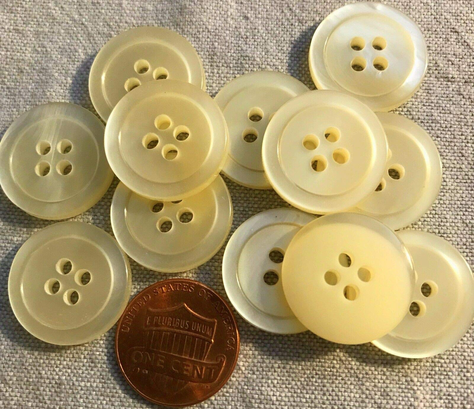 12 Pearlized Cream Opaque Back Plastic Sew-Through Buttons 3/4" 19MM [VGStore] Sewing Supplies