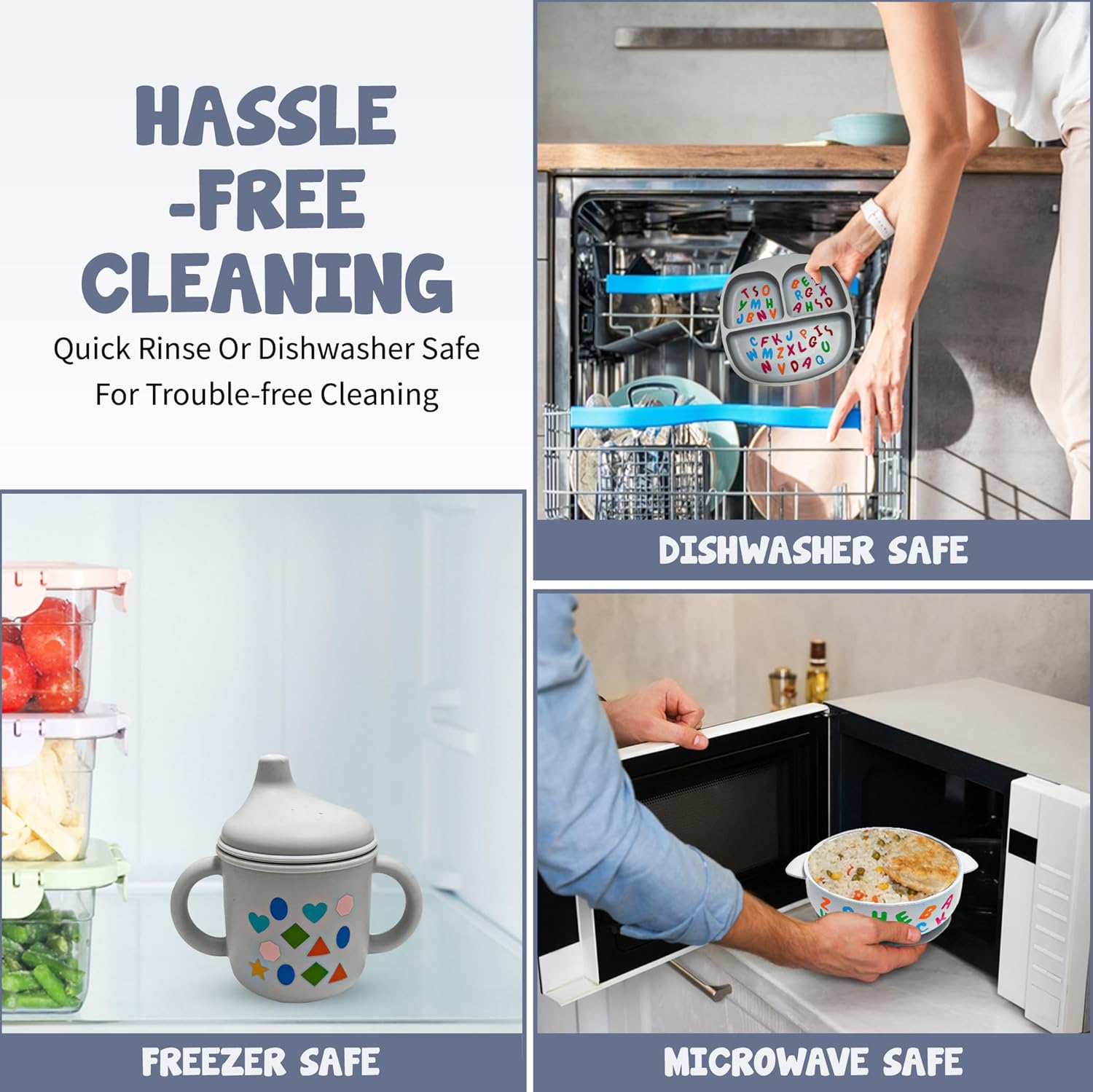 Tots and Thoughts 16-Piece Silicone Baby Feeding Set – Educational Themed Baby Feeding Kit – BPA-Free Suction Plate, Bib, Bowl, Sippy Cup, Fruit Feeder, Spoon & Fork – Microwave & Dishwasher Safe