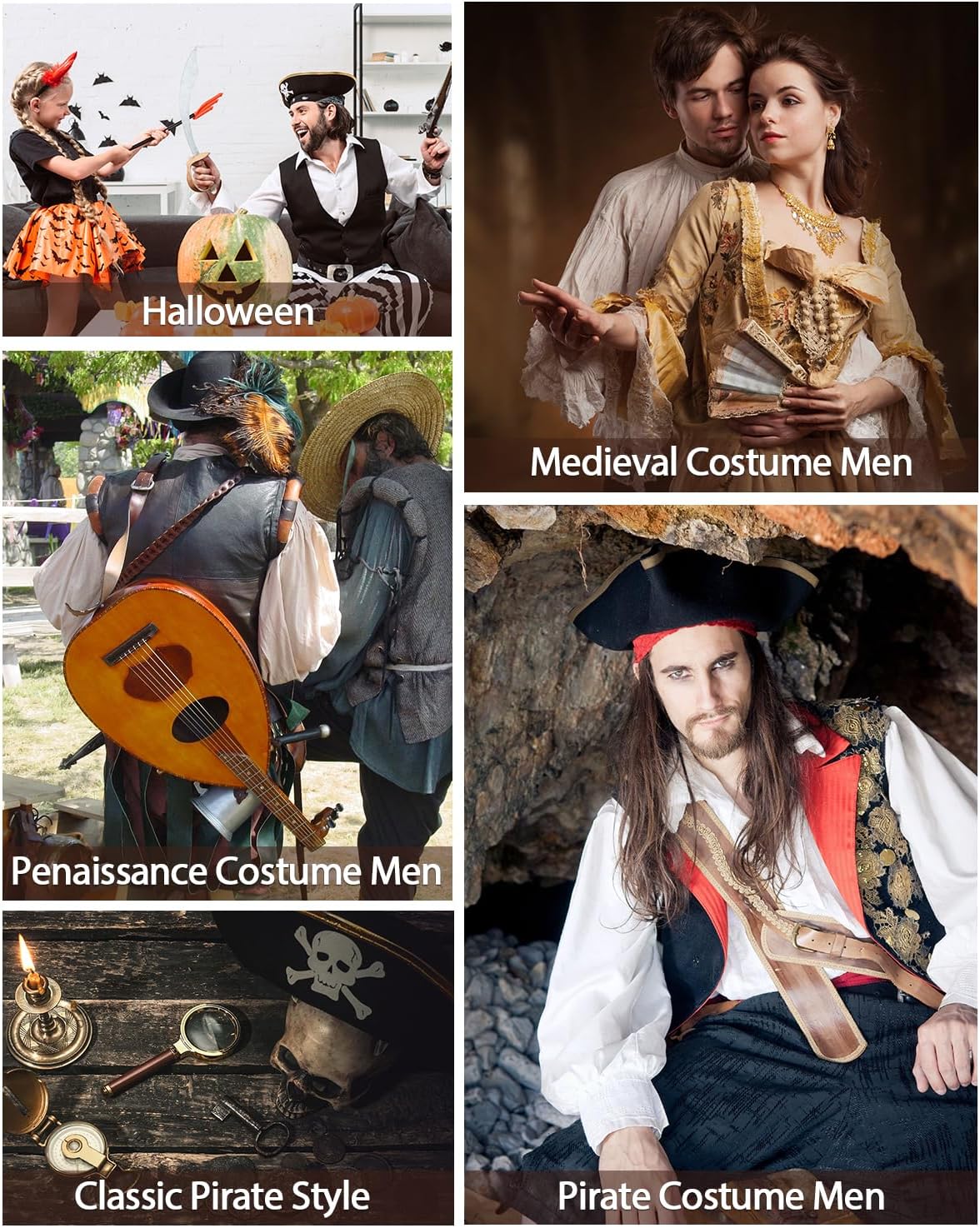 Century Star Reversible Pirate Vest Men - Renaissance Costume Men Medieval Viking Gothic Steampunk Halloween Costumes