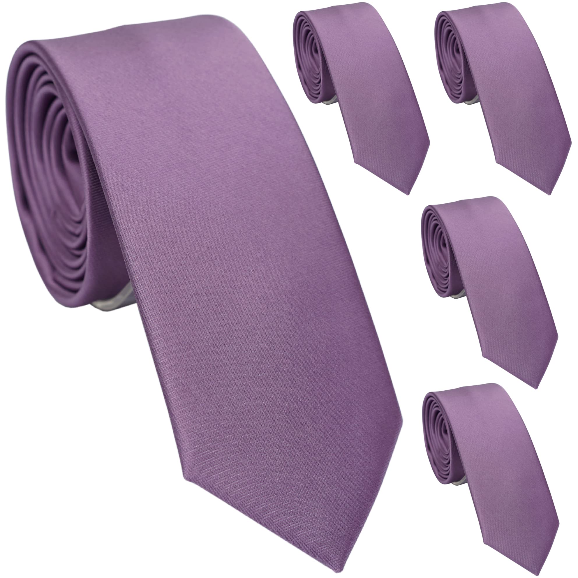 Skinny Ties for Men, 2.5-Inch Slim Neckties, Solid Color Packs