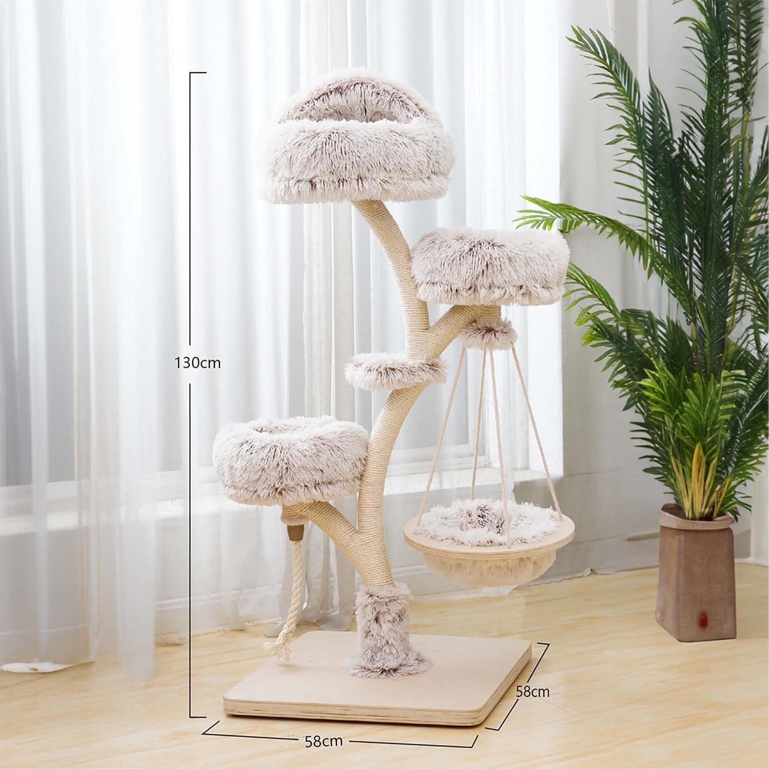 Fudajo Designer Cat Tree Branch Design 130 cm with Plush and Sisal Scratch Tree with Suspended Bed 5 81TLh4eGZPL. AC SL1500