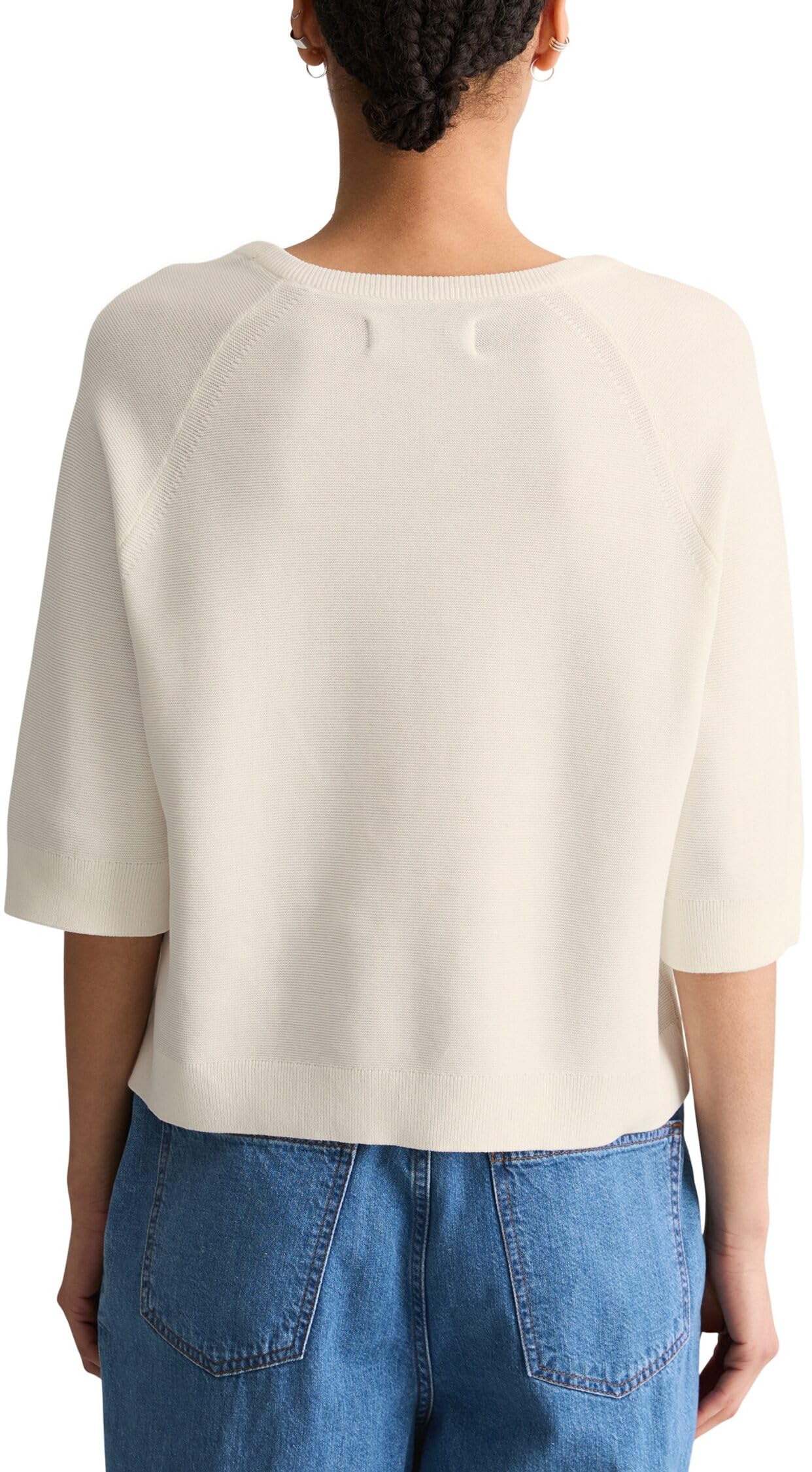 Marc OߴPolo Denim Damen Pullover mit Rundhalsausschnitt Relaxed Fit, Weiß (Silky White), XS – Ansicht 3