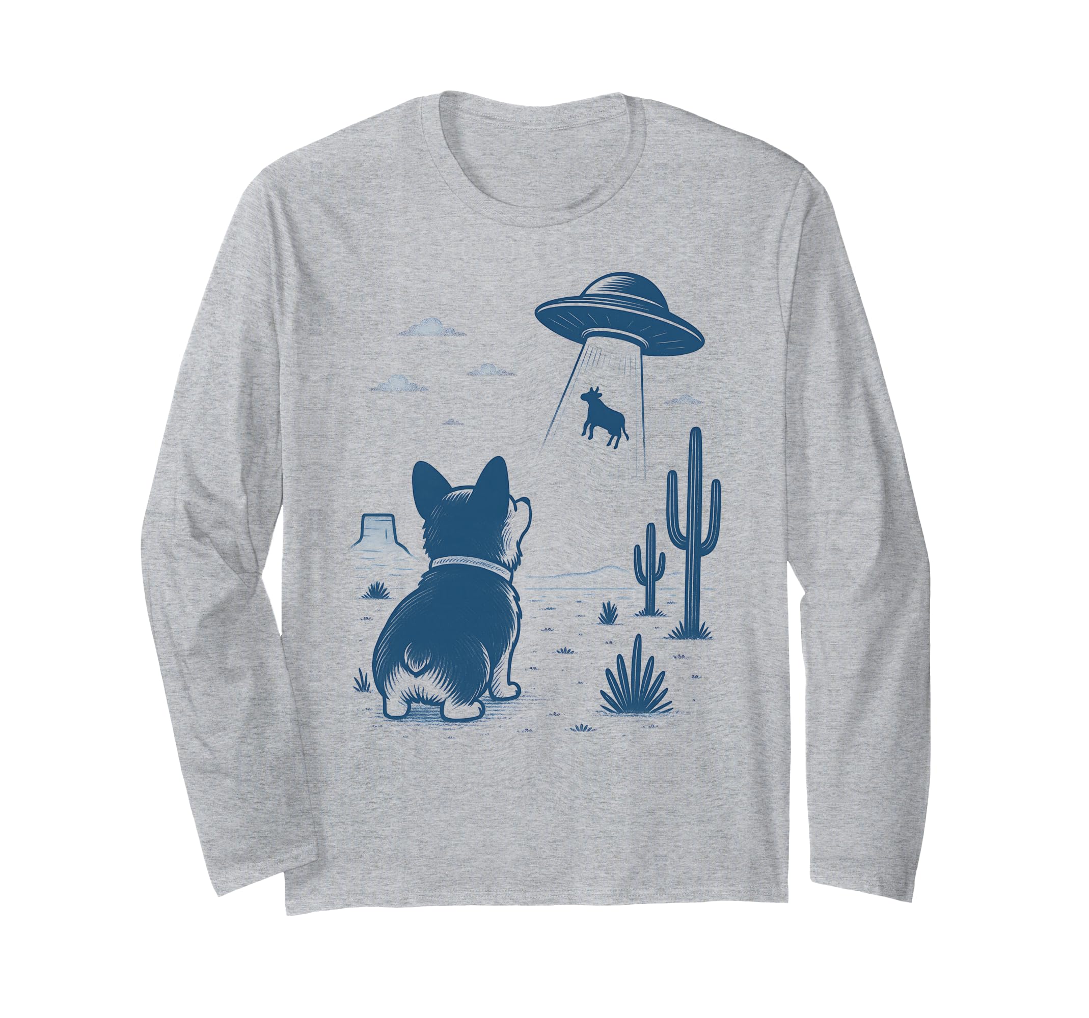 Funny Corgi Lovers UFO Alien Dogs Design Men Women Kids Long Sleeve T-Shirt
