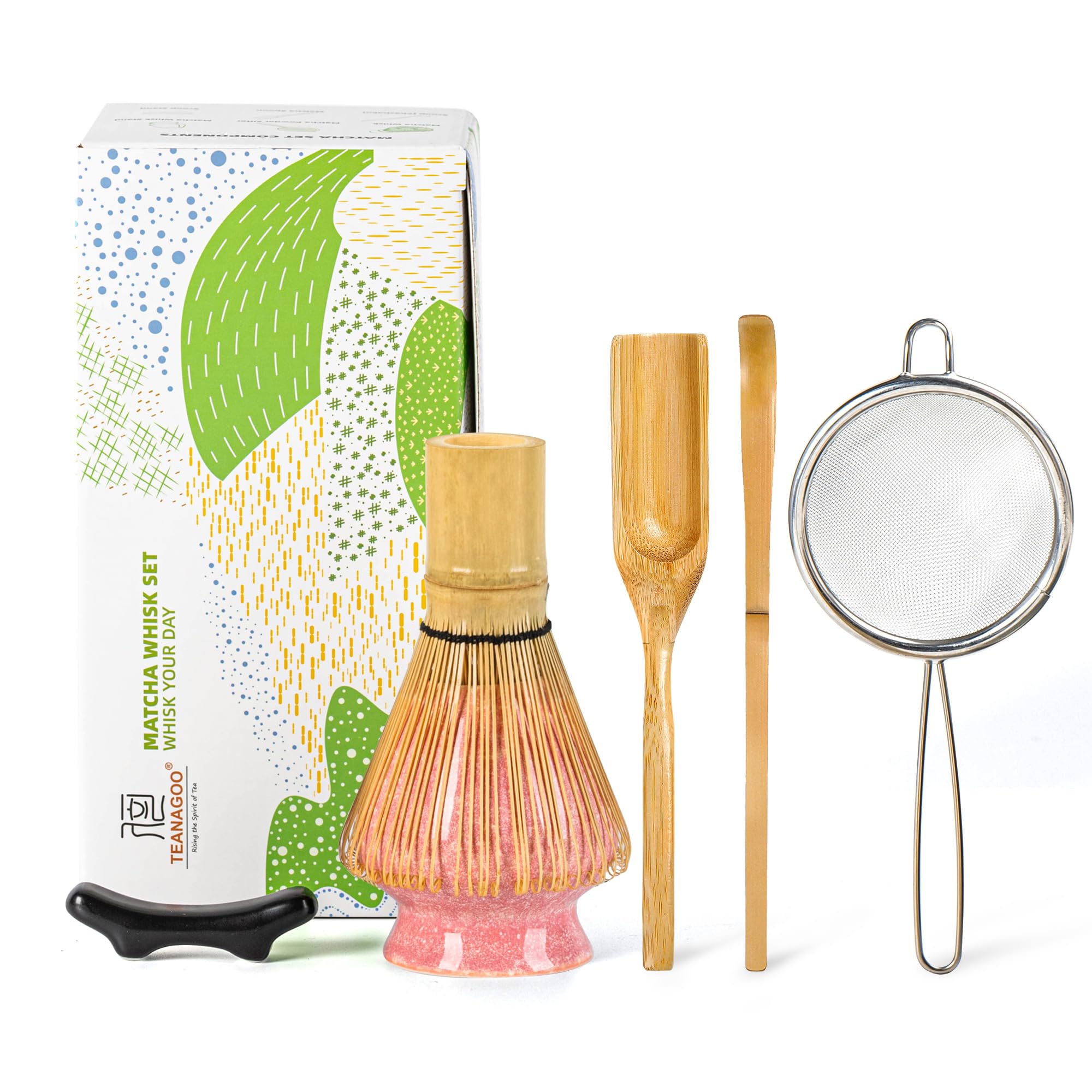 TEANAGOO Japanisches Zubehör für die Matcha-Zeremonie, Matcha-Schneebesen (Chasen), traditionelle Schaufel (Chashaku),