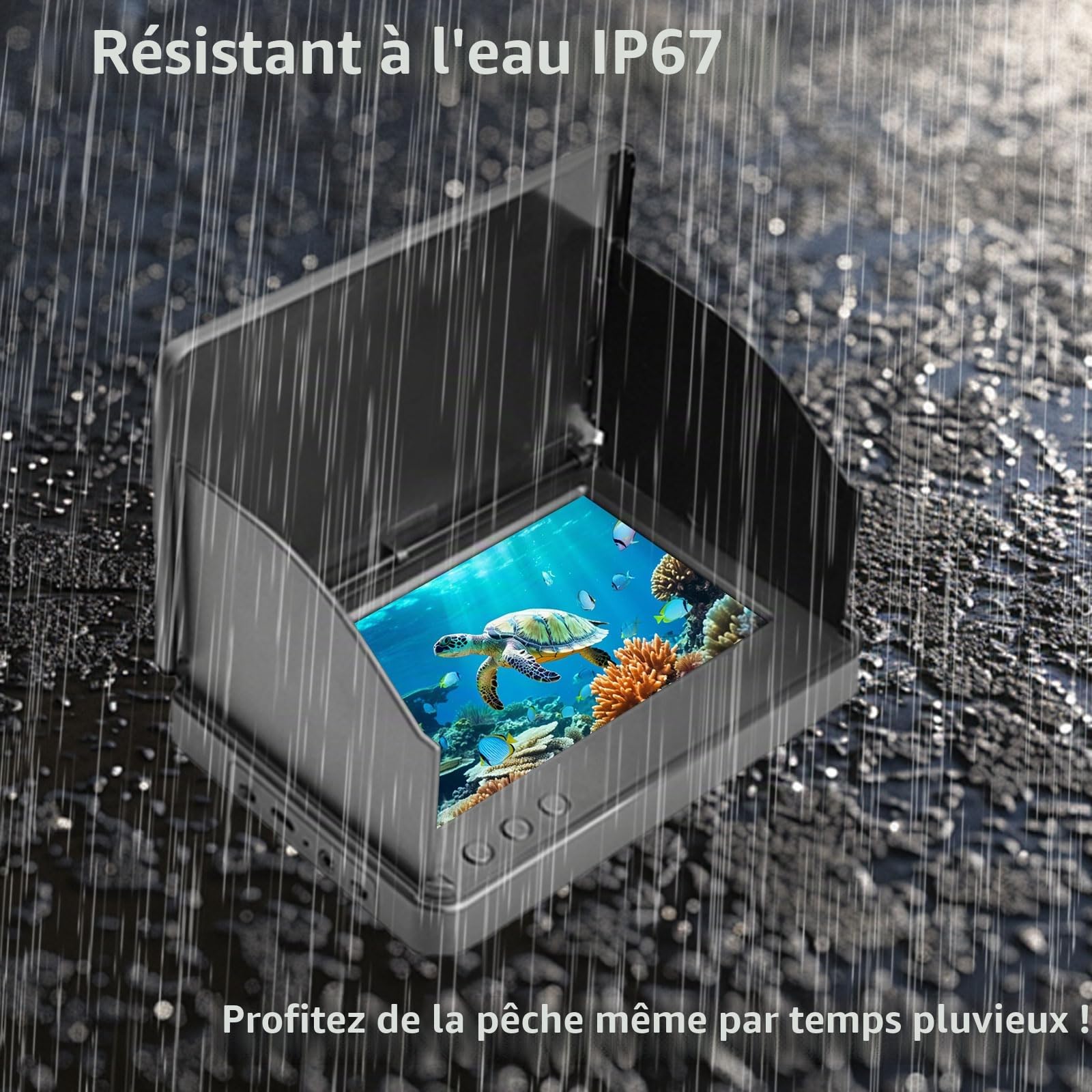 Fish Finder Caméra de Pêche Sous-Marine 5000mAh avec Vision Nocturne Infrarouge, IP67 Étanche avec Écran de 10cm pour Glace, Rivière et Bateau