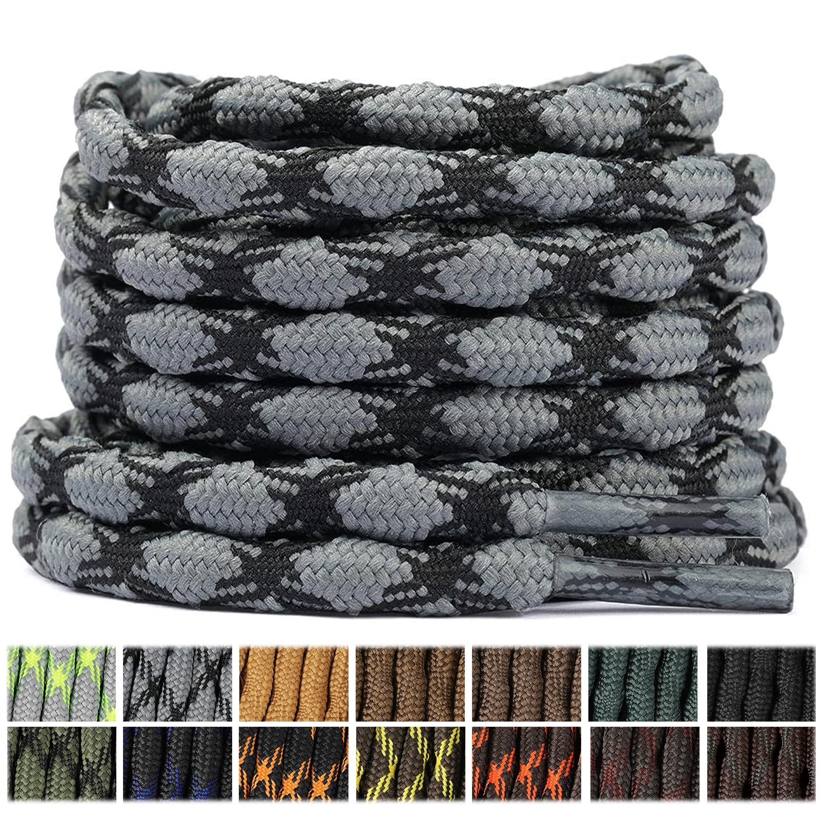 Stepace 2 Pares Cordones Redondos 4,5mm para Botas de Senderismo, Montaña y Trabajo, Cordones de Nylon Resistentes para Trekking — view 34
