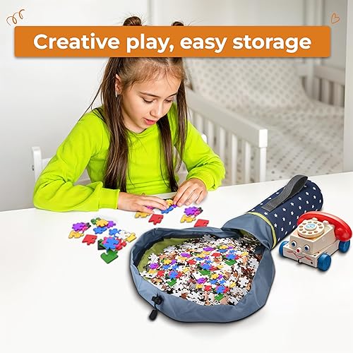 Miniatura 5 de Bolsa compacta de almacenamiento de juguetes y tapete de juego (9 x 4 x 4 pulgadas), organizador de juguetes para habitación de los niños, soporte