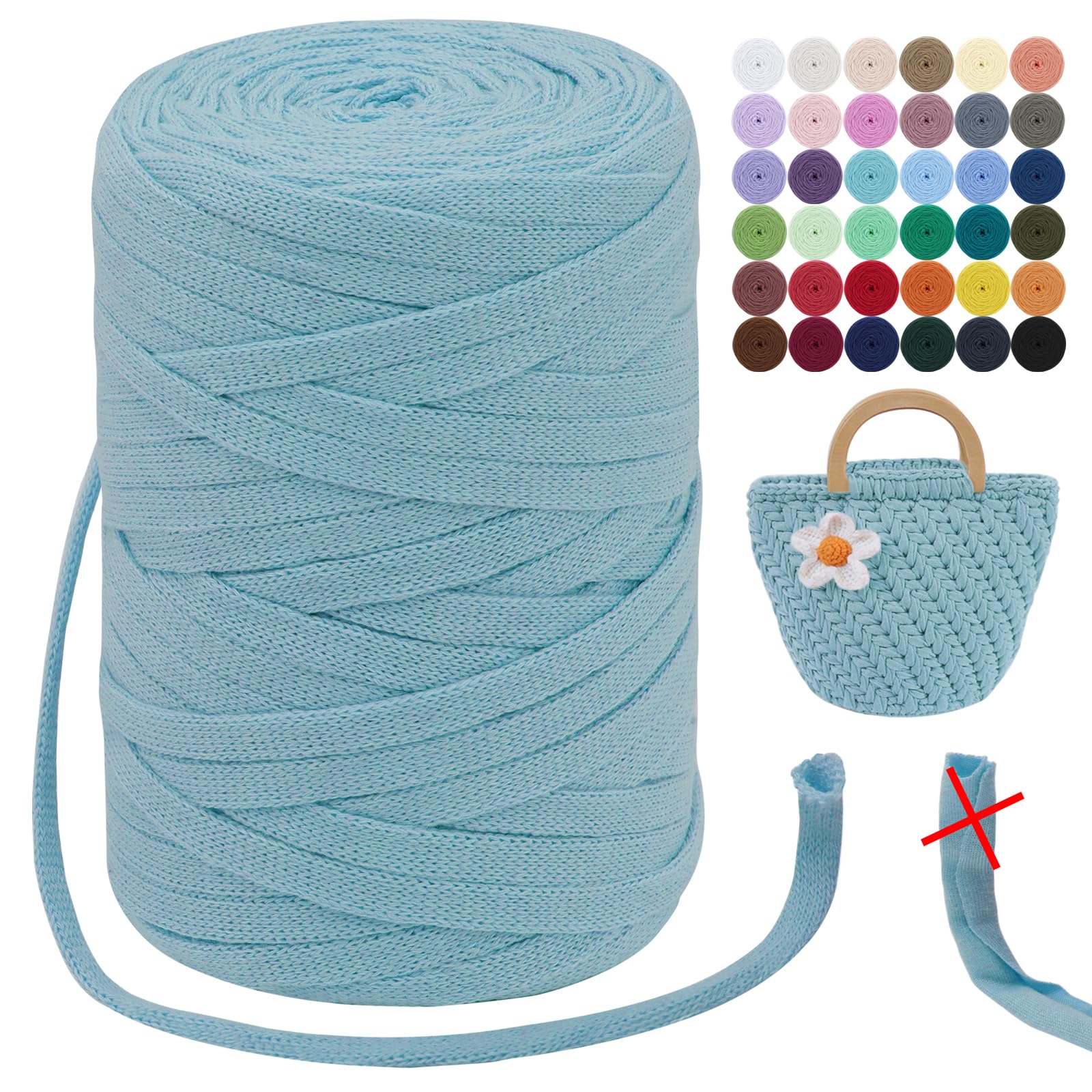 LEREATI T-Shirt Yarn for Crocheting 250g/100m 7mm Polyester Beginner Yarn for Knitting & Crocheting, DIY Bag Blanket Cushion Basket (Gray Green)