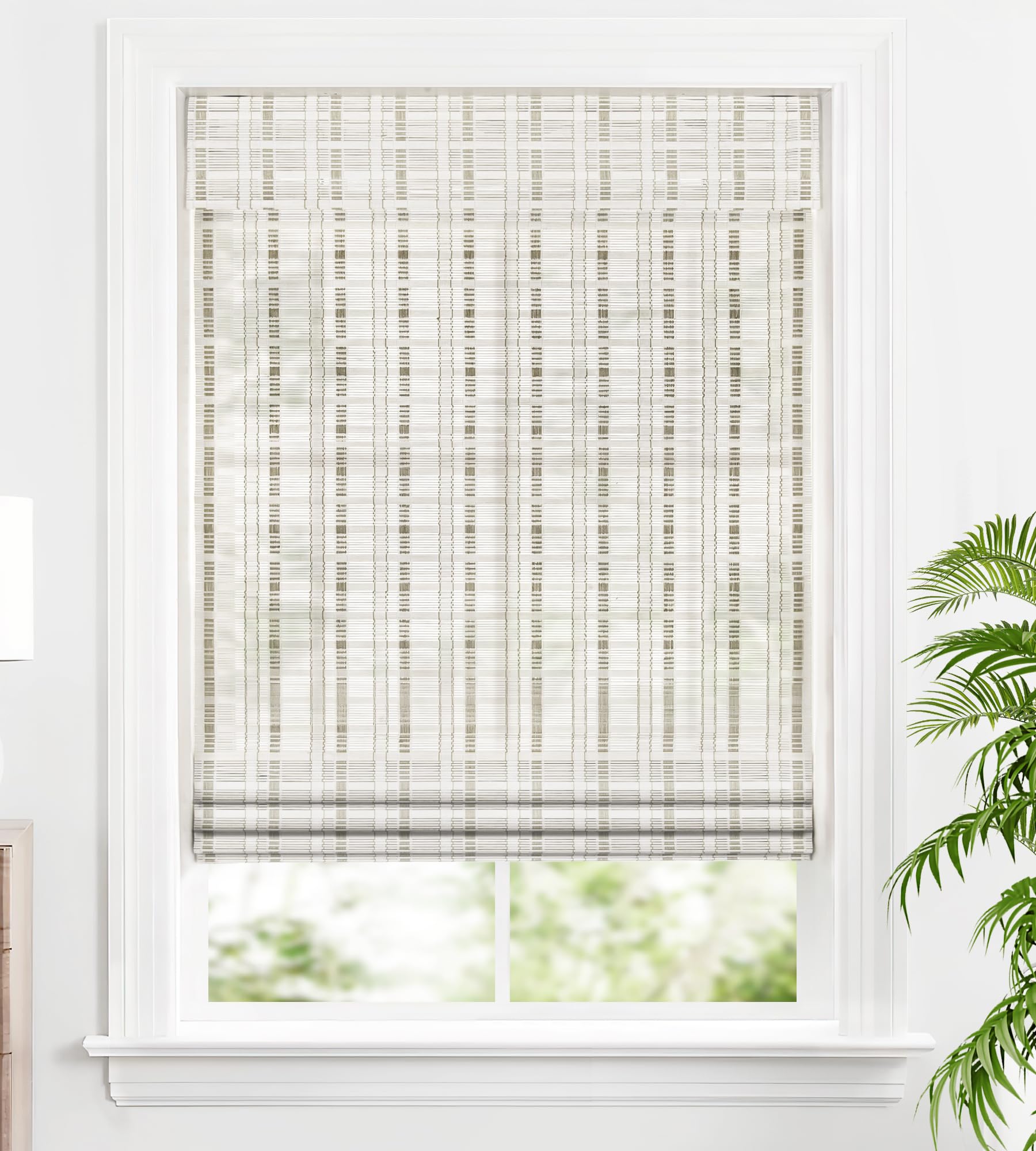 LazBlinds Cordless Bamboo Roman Shades, Custom Light Filtering Window Treatment, Roll Up Retro Bamboo Blinds for Windows, Whitewash B