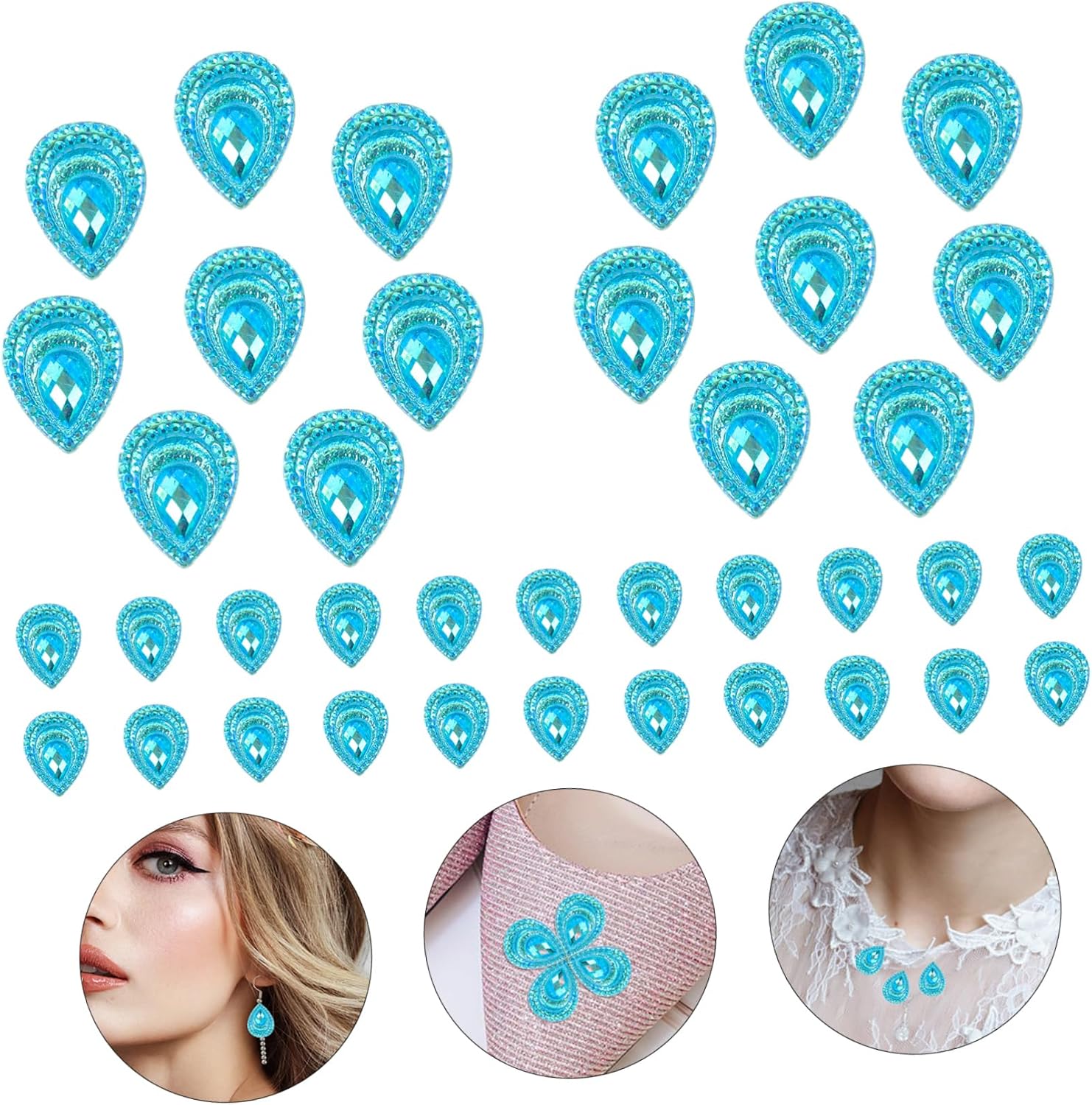 50pcs Flatback Gems Rhinestones for Wedding Dress Crafts DIY for Clothing Decor