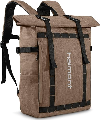 Haimont Mochila enrollable para hombres y mujeres, resistente al agua, mochila de viaje casual con compartimento para laptop, 20L, Caqui, Mochilas