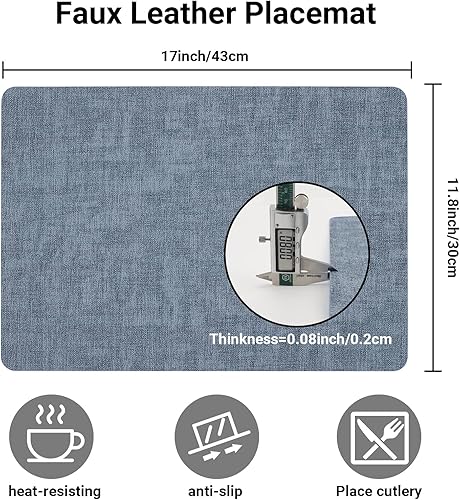 Miniatura 2 de Gartful Juego de 6 manteles individuales de piel sintética, 17 x 11.8 pulgadas, lavables y lavables, para mesa de comedor, encimera, decoración del