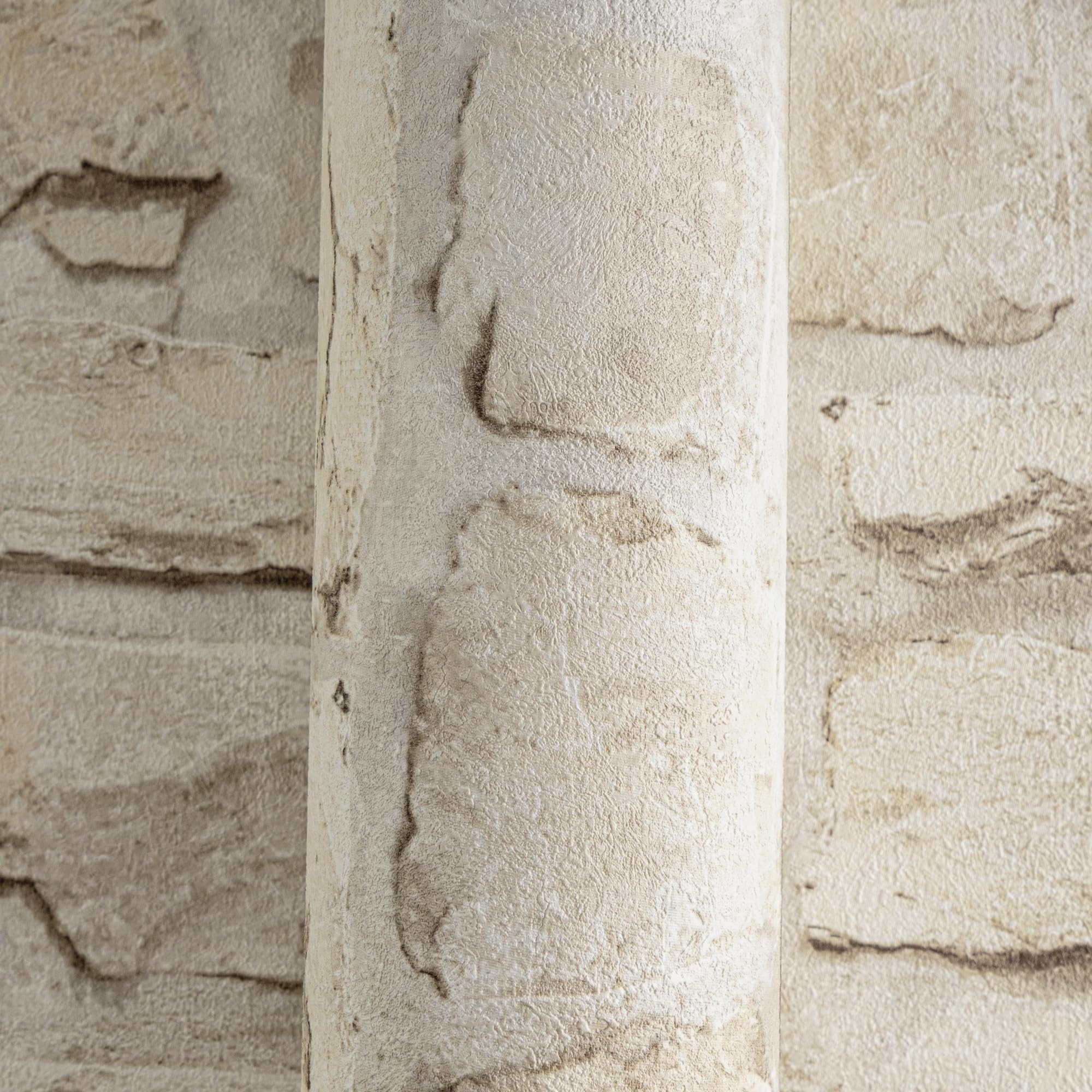 A.S. Création papier peint intissé style maison de campagne en beige, jaune – papier peint effet pierre naturelle authentique 10,05 m x 0,53 m – 363703