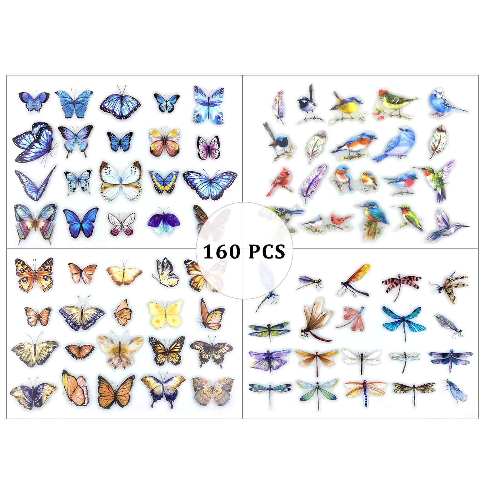 100 adesivi per scrapbooking, in PET trasparente, per album fotografici, diari, laptop, carte (bianco