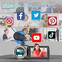 Vista 7 de Cámara de vídeo 4K, videocámara UHD de 36MP para vlogging en YouTube, zoom digital de 18 aumentos, pantalla IPS de 3" con rotación de 270°