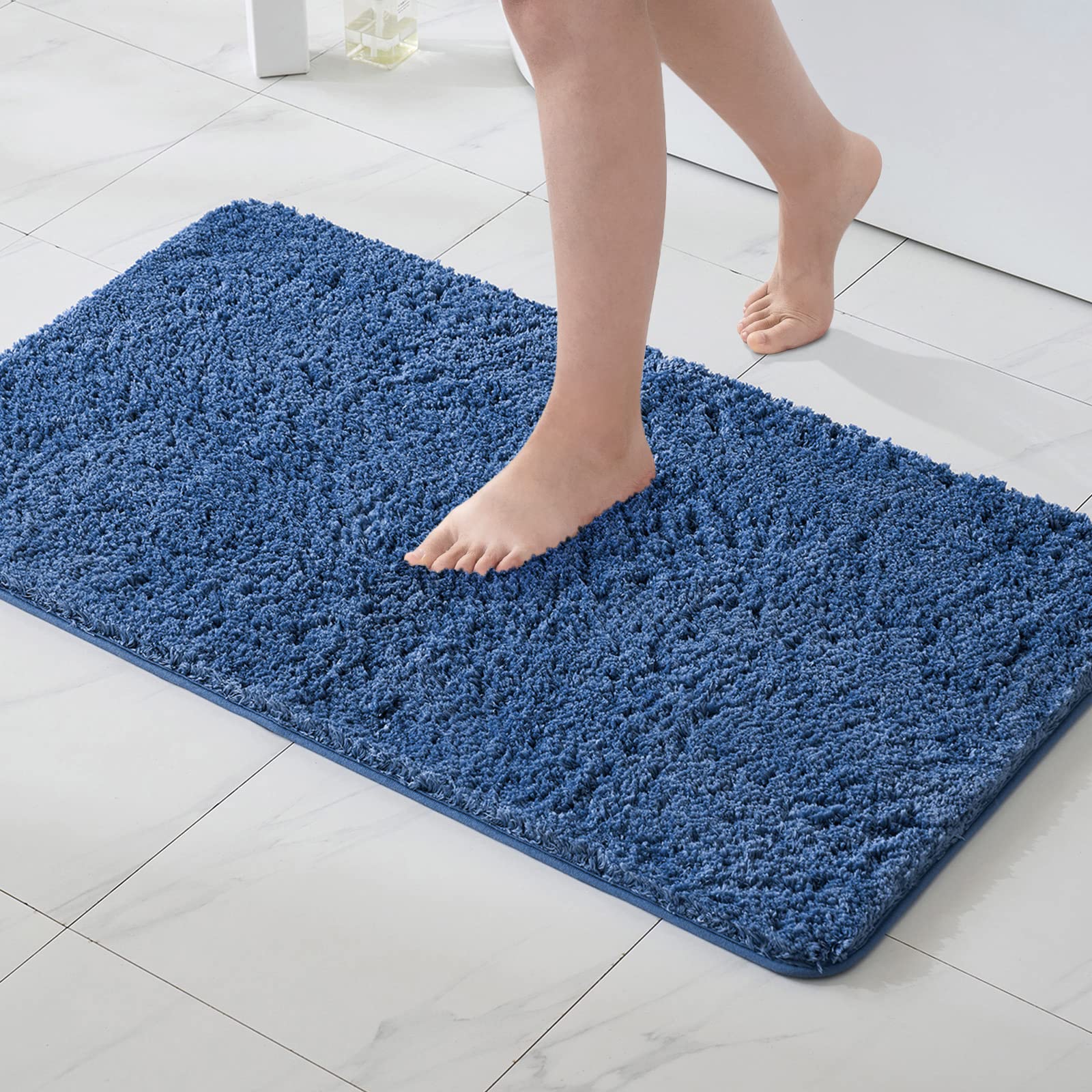 MIULEE Tappeto in Microfibra 4 CM Lungo Anti-scivolo 1 Pezzo Blu 70x120 cm | Assorbimento dell'acqua Morbido Tappetino da Bagno per Porte d'ingresso Corridoio Doccia Soggiorno
