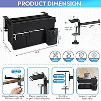 Vista 6 de Soporte de escritorio lateral para laptop para hasta 3 laptops, organizador de escritorio lateral con divisor ajustable y bolsillo para botella