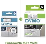 DYMO D1 Standard Labels for LabelManager Label Makers, 1/2" x 23-Foot, Black Print on White Tape, Self-Adhesive, 1 Cartridge