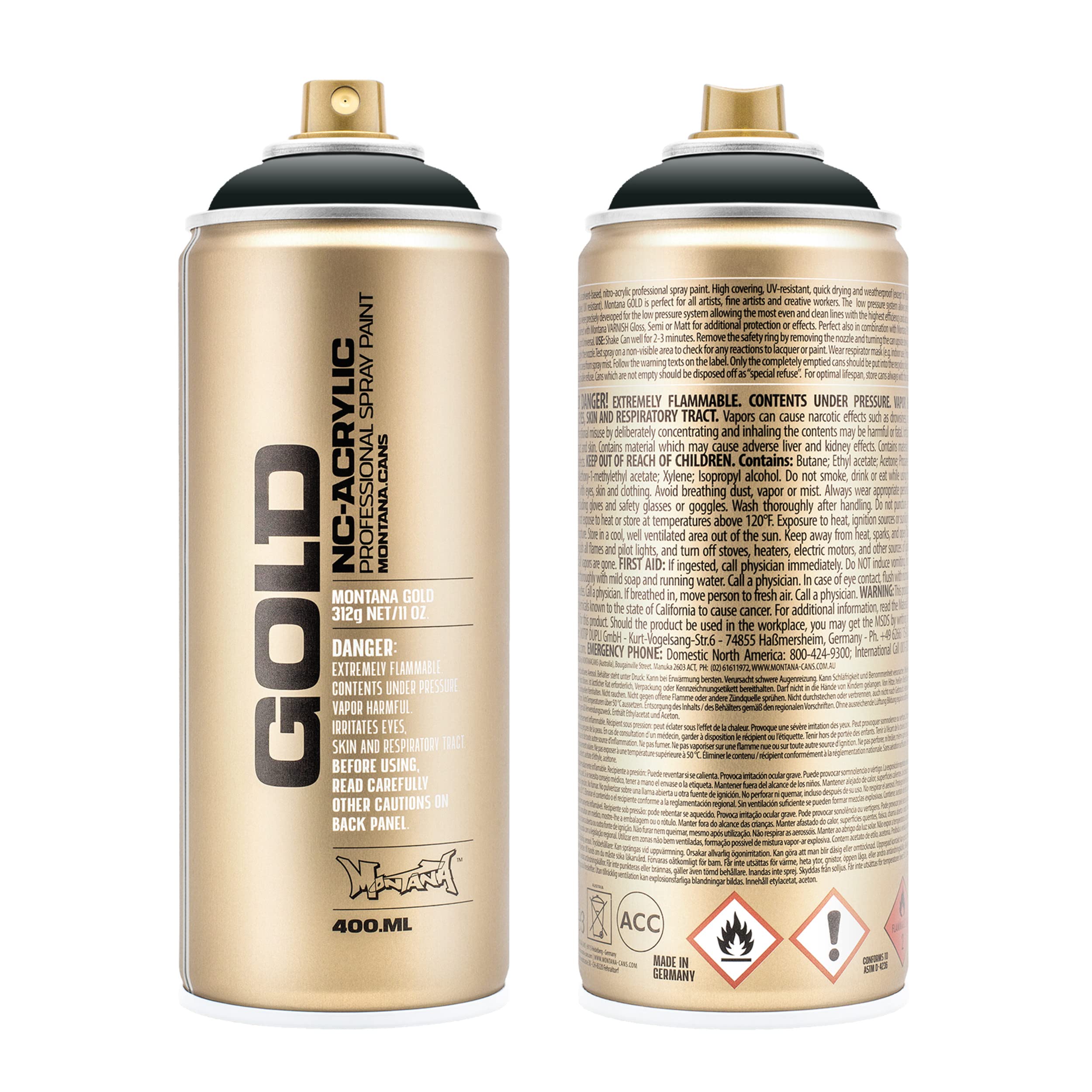 Montana Cans 285509 Spray Can 400 ml Gold GLD400 8145, Anthracite Grey
