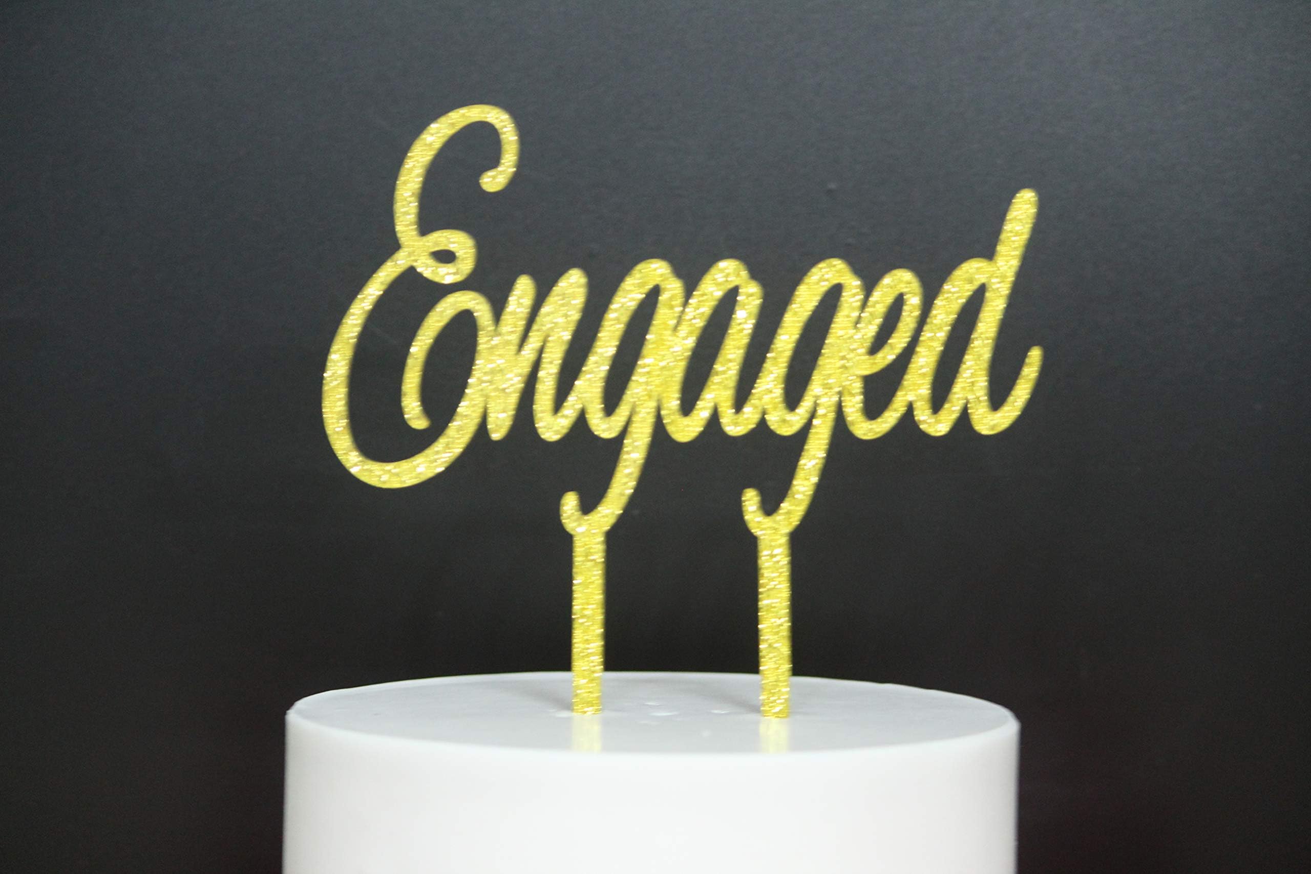 Betalala Gold "Engaged"Cake Topper Baby Shower Birthday Party Decoration.