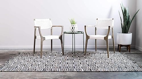 Miniatura 4 de Unique Loom Chindi - Alfombra rectangular de yute (5 pies 1 pulgada x 8 pies, rectangular, gris oscuronatural)