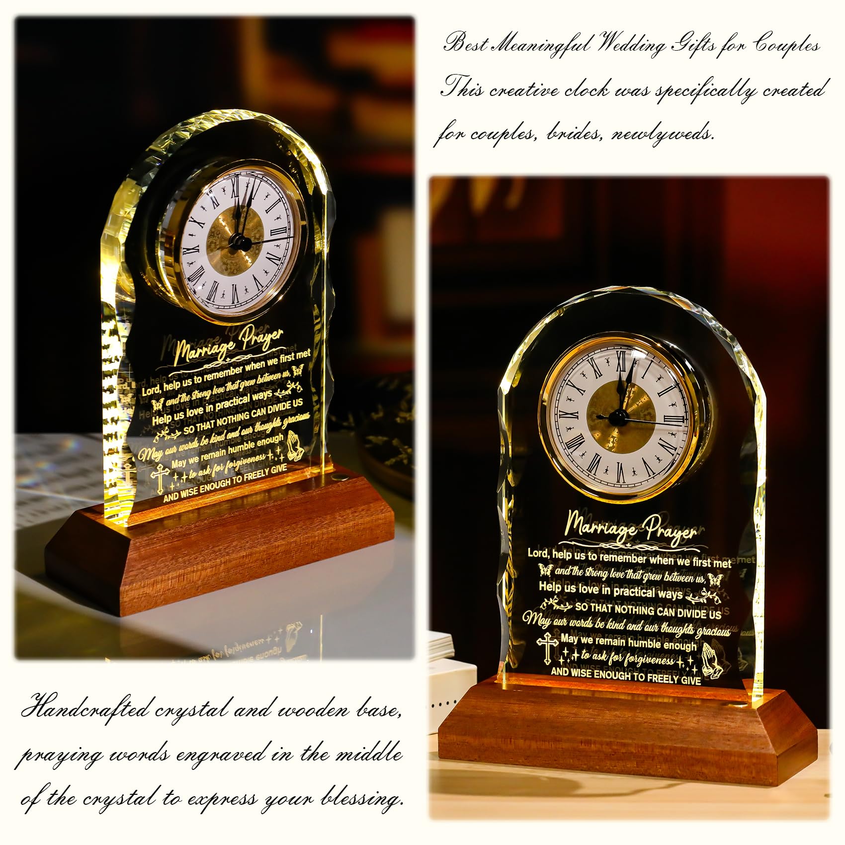 Regalos de boda para parejas, reloj de oración de matrimonio 2026 con base