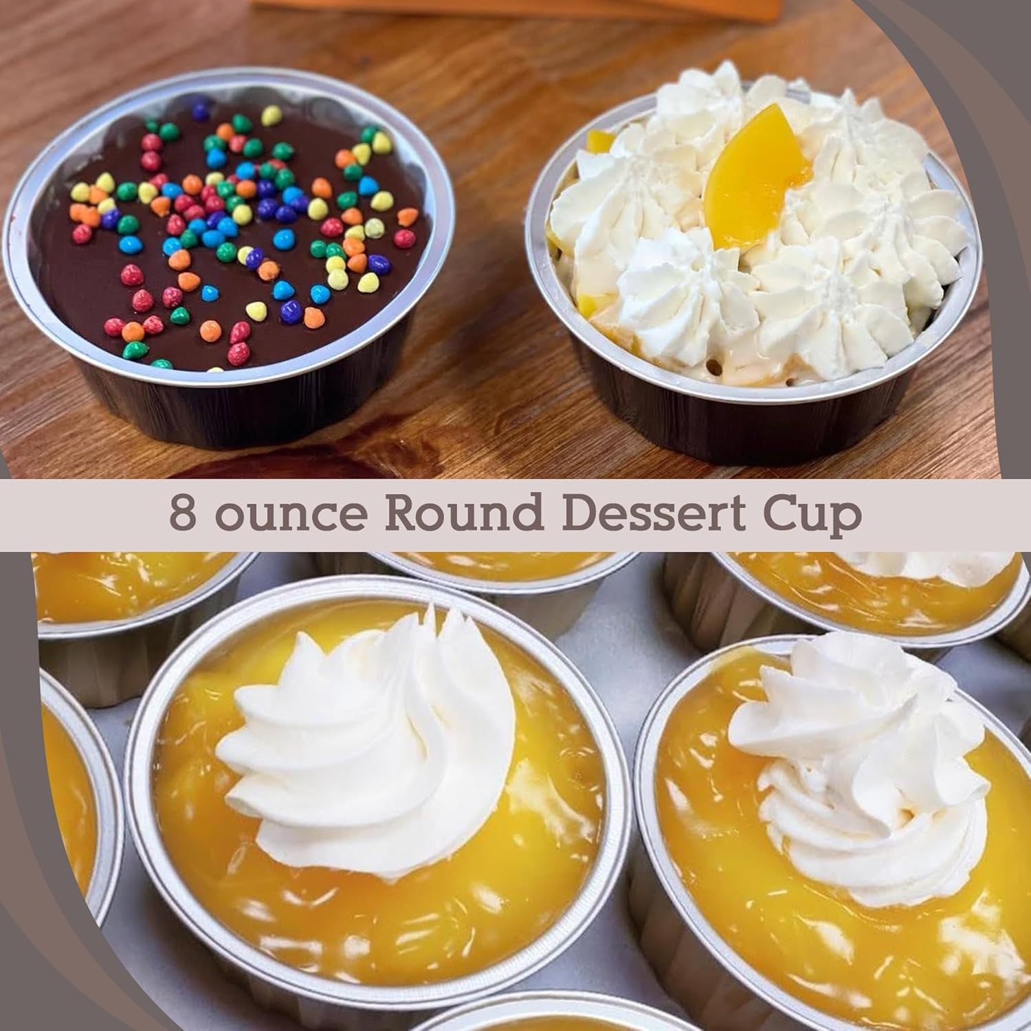 KitchenDance 8 oz Disposable Round Aluminum Foil Pan with Snap-on Plastic Lid - Mini Cake Pans with Lids, Mini Cake Tins, Mini Aluminum Pans with Lids - Vibrant Colors, Sturdy Scalloped Design - A8P
