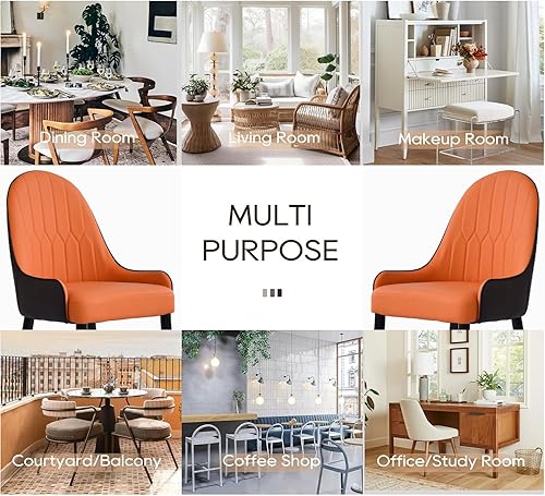 Miniatura 9 de Sillas de comedor modernas para habitación, mesa de cocina y sillas de asiento, relleno de esponja de poliuretano con patas de metal de madera