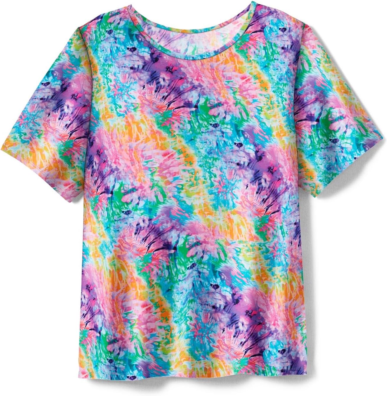 Swimsuits For All Swim 365 Women's Plus Size Chlorine-Resistant Crewneck Relaxed-Fit Swim Tee