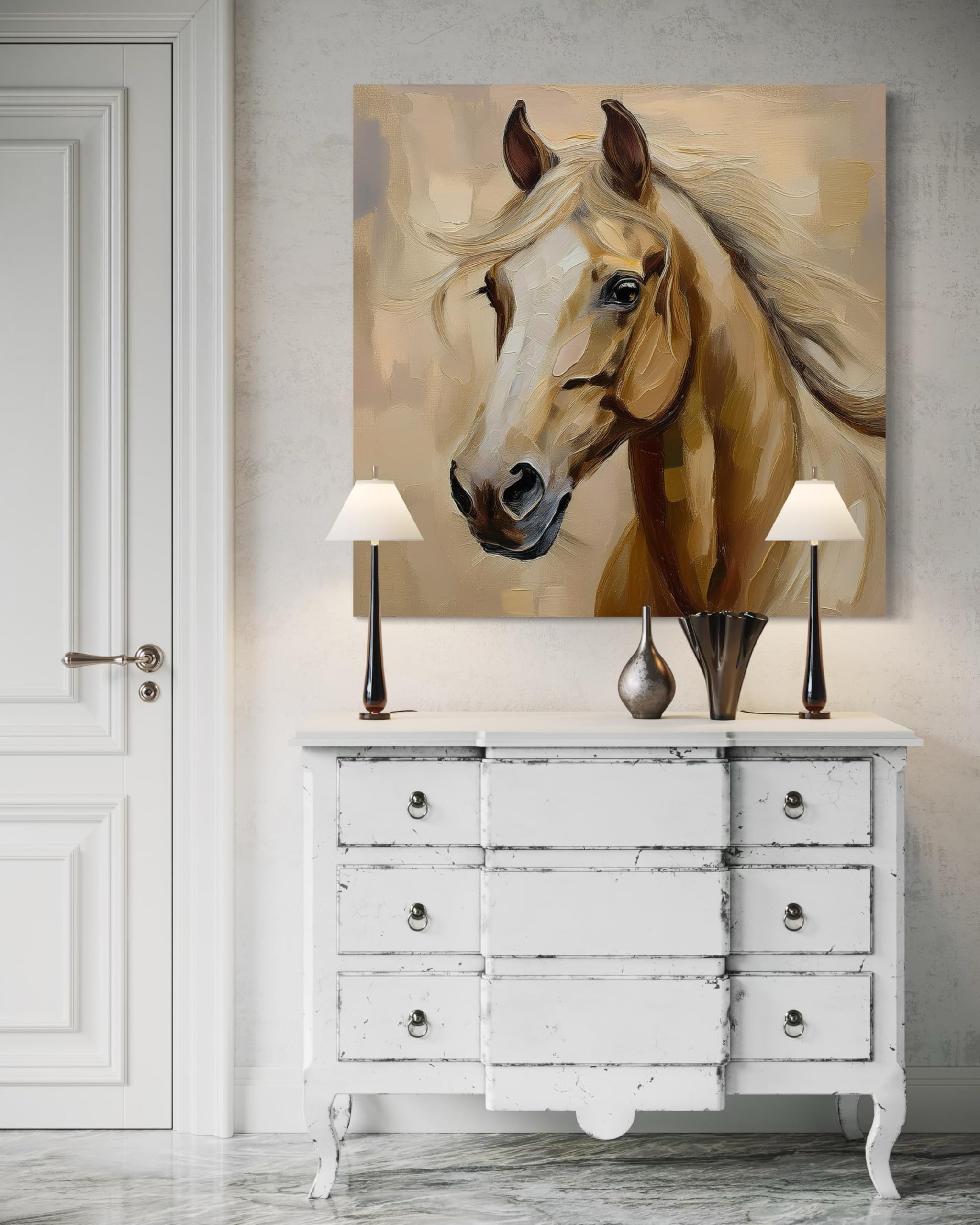 Feeby Lienzos decorativos - cuadros decoracion salon modernos - cuadro lienzo - 50x50 cm - lienzo grande - Animales pintados Caballo- cuadros decoracion salon