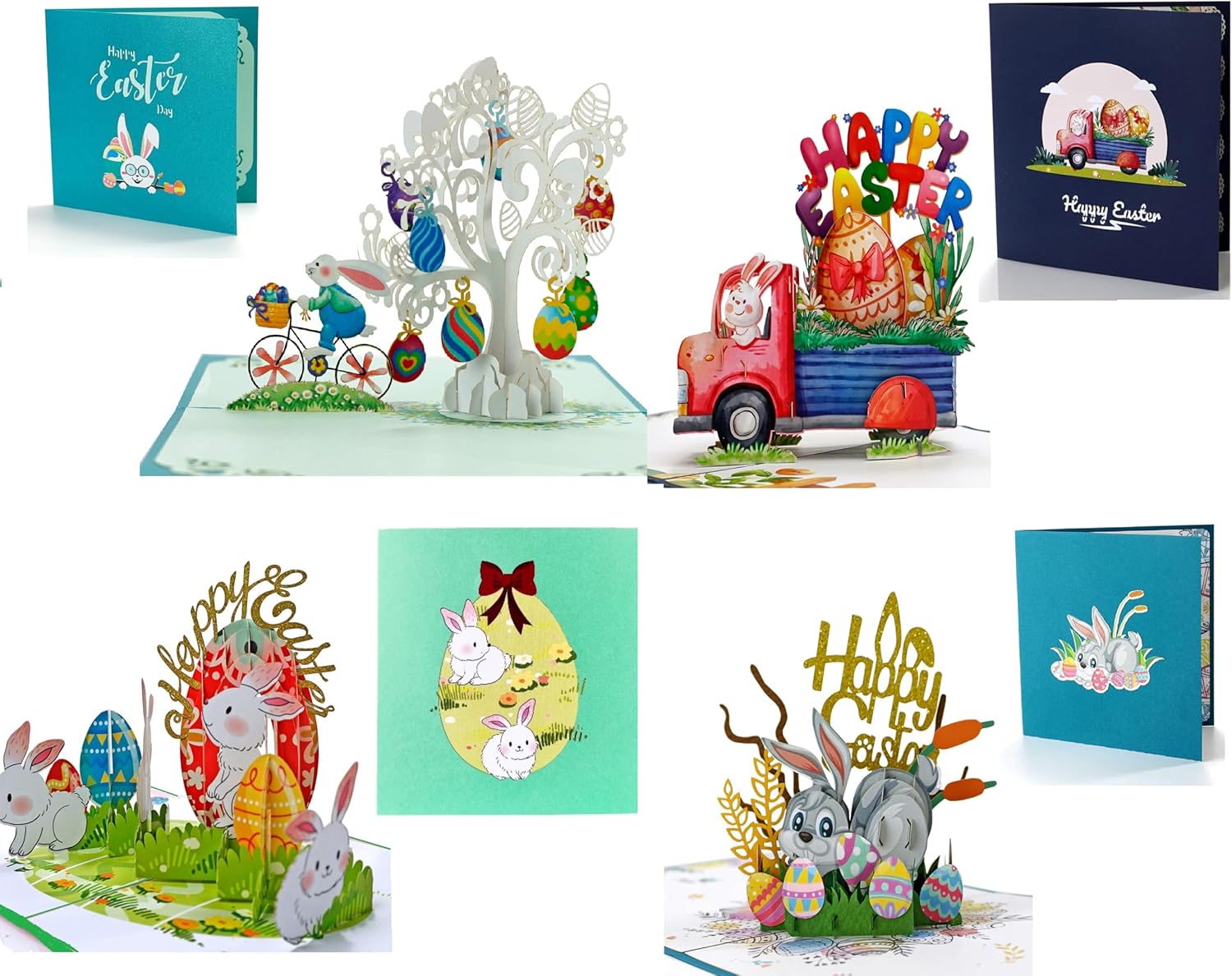 '3d Easter Pop Up Card Easter Bunny Riding Bicycle With Egg Tree 3D Greeting Card Spring , Festive Greeting Card, Cute, Funny, Religious Pop Up Card, Happy Easter Card For Kids, Son, Daughter, Boy,