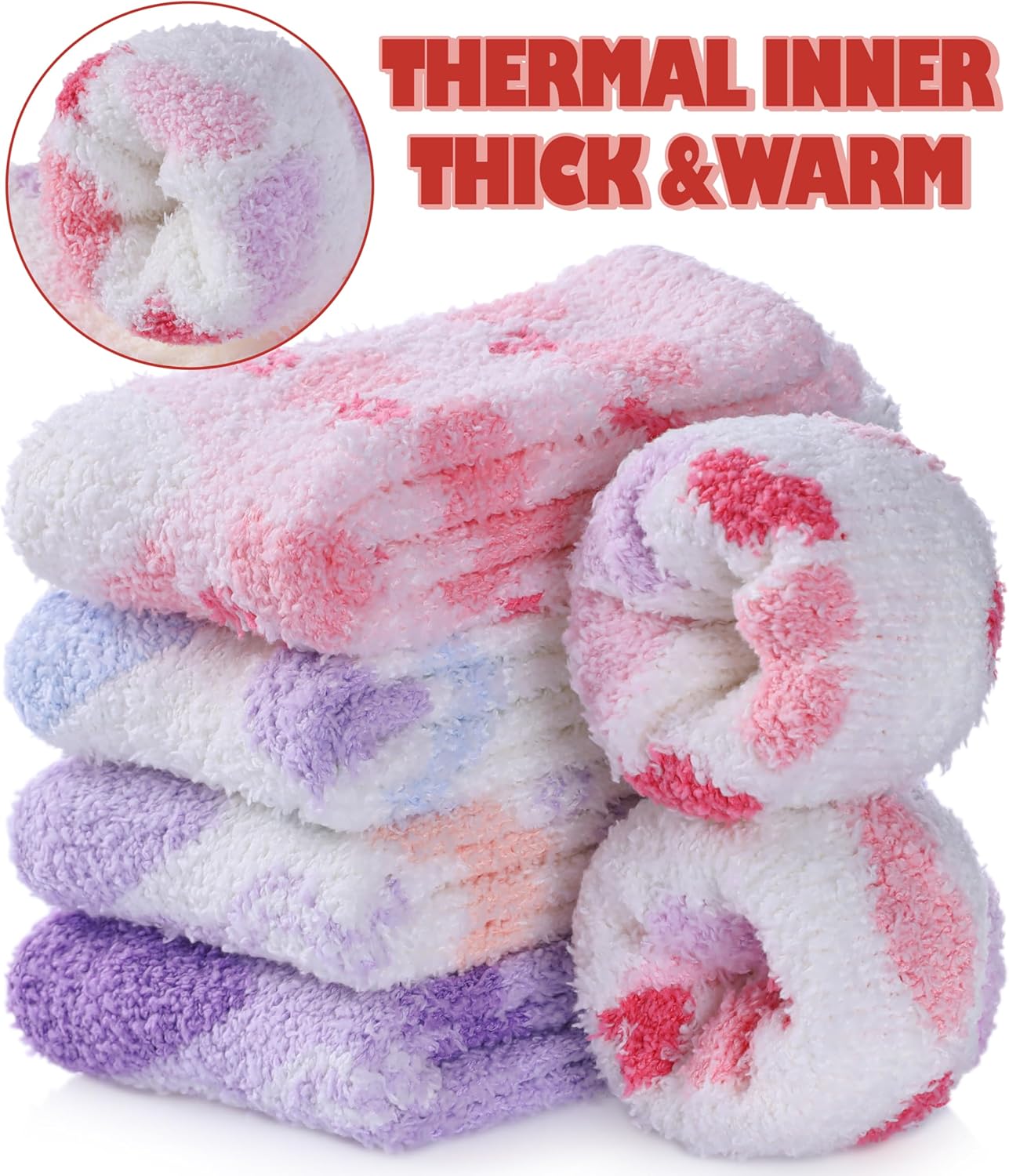 LINEMIN Womens Fuzzy Socks Cozy Fluffy Winter Slipper Warm Thick Fleece Soft Home Sleeping Socks - Image 5