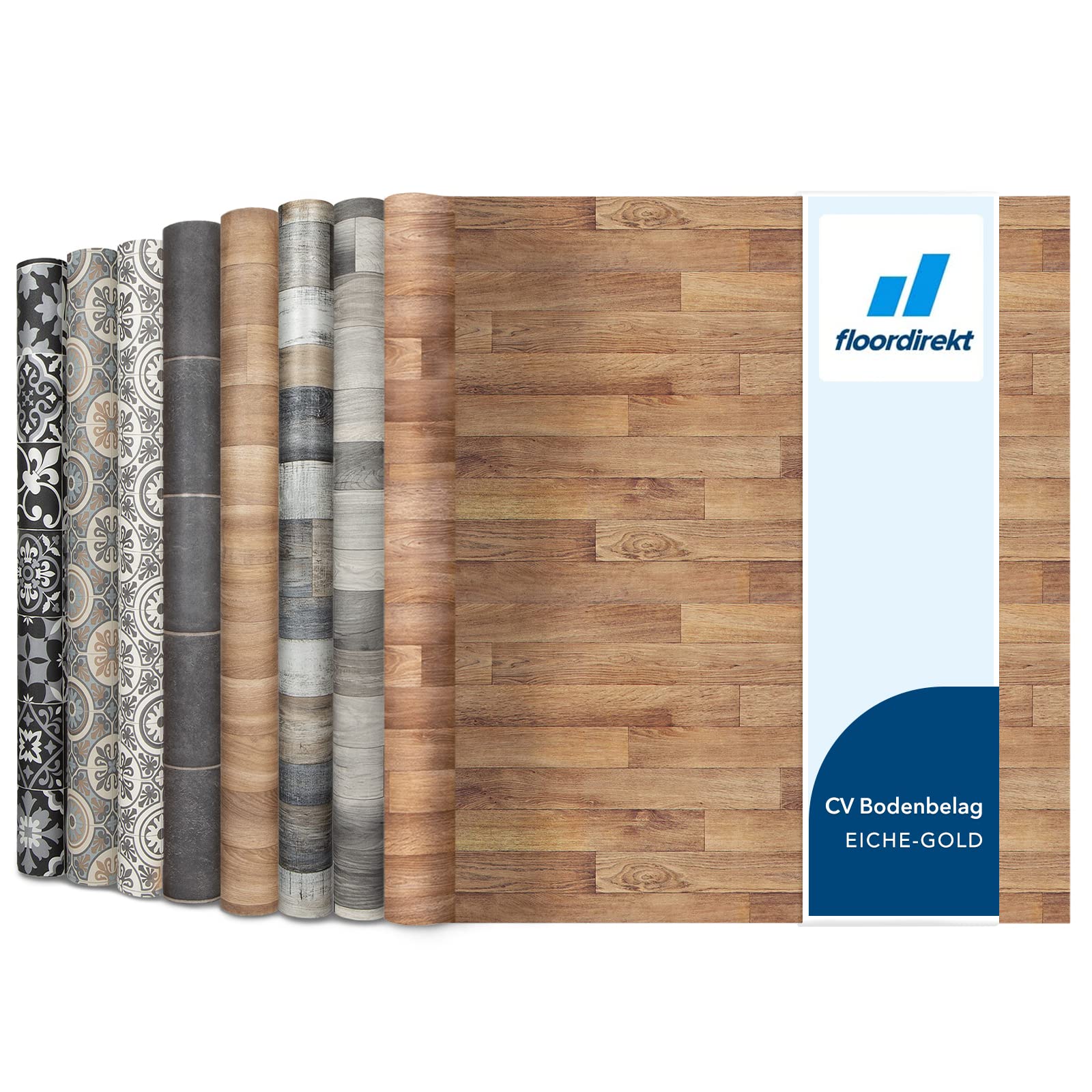Floordirekt CV PVC Vinyl Flooring, Wood Effect Flooring Cover Rolls, Realistic Cushion Vinyl Floor for Kitchen, Bedroom, Homes, Hallways, Living Room (100 x 400 cm, Atlantic Oak Gold 609L) โ image 1